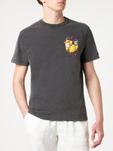 Man cotton t-shirt with captain duck front and back print | CRYPTO PUPPETS® SPECIAL EDITION