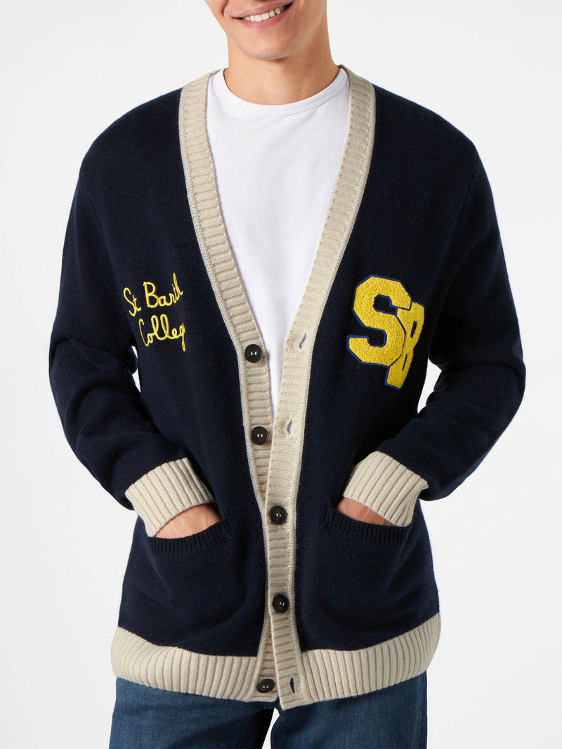 Knitted cardigan with patch and St. Barth College embroidery