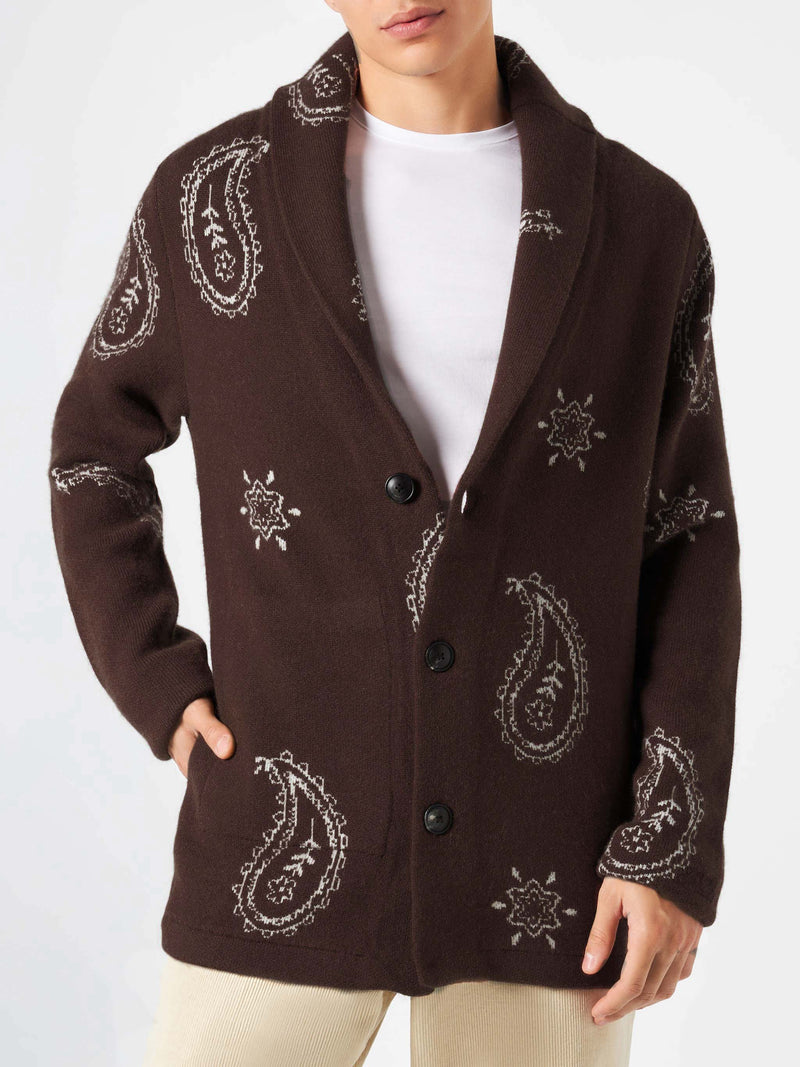 Herren-Strickjacke mit Paisley-Print