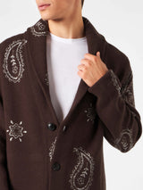 Herren-Strickjacke mit Paisley-Print