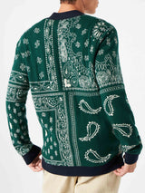 Bandanna dark green knitted cardigan with Saint Barth embroidery