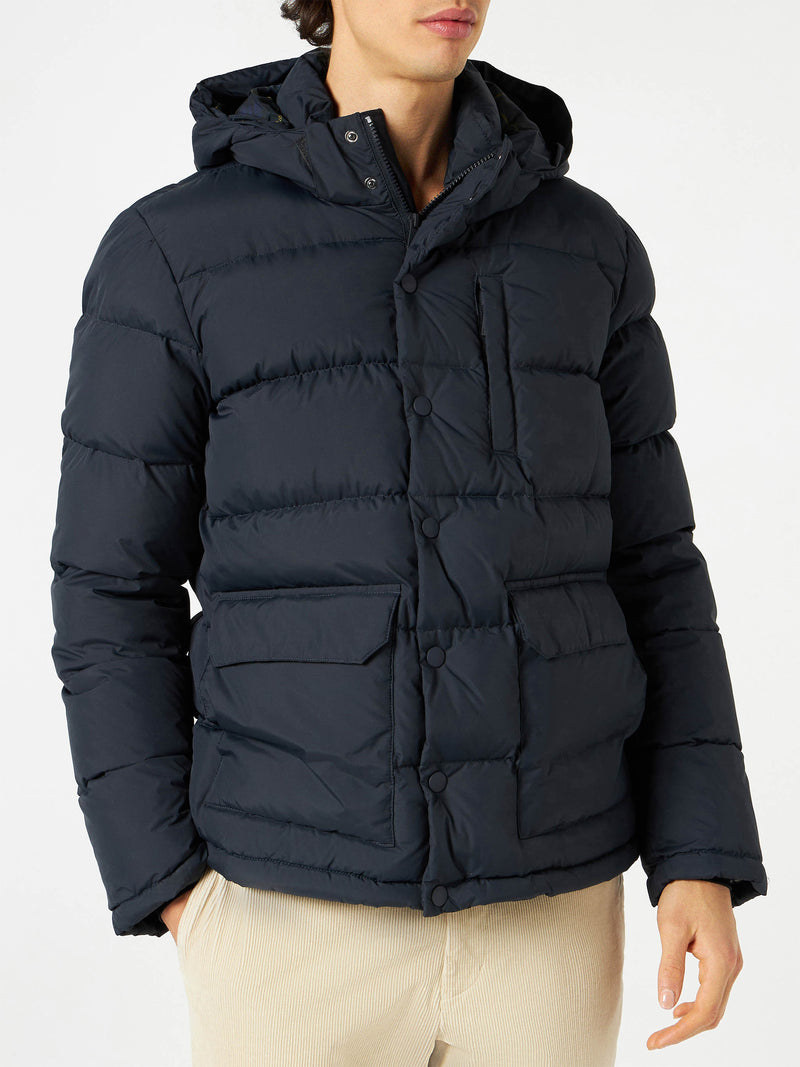 Man blue hooded down padded jacket Baxter