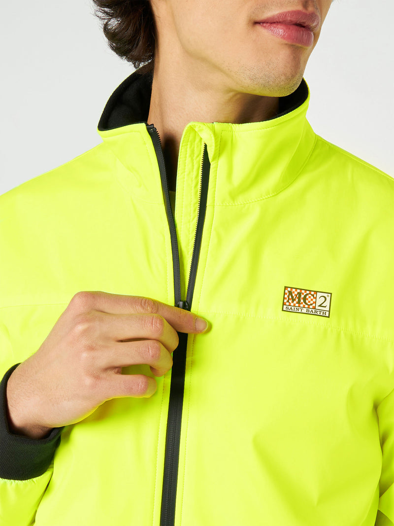 Bomber da uomo giallo fluo con fodera in pelo