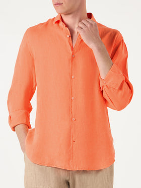 Man fluo orange linen Pamplona shirt - MC2 Saint Barth