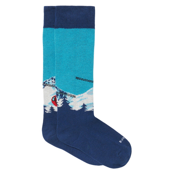 Lange Jungensocken mit Bergpostkarten-Aufdruck