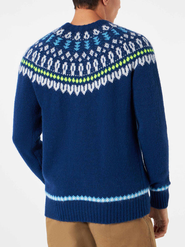 Man brushed sweater with icelandic jacquard