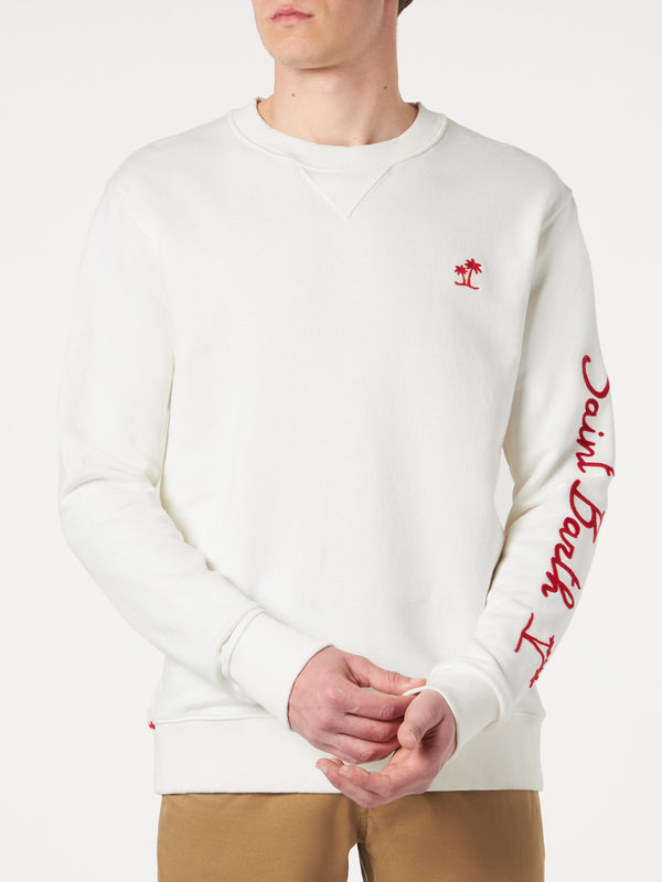 Weißes Herren-Sweatshirt mit Saint-Barth-Stickerei