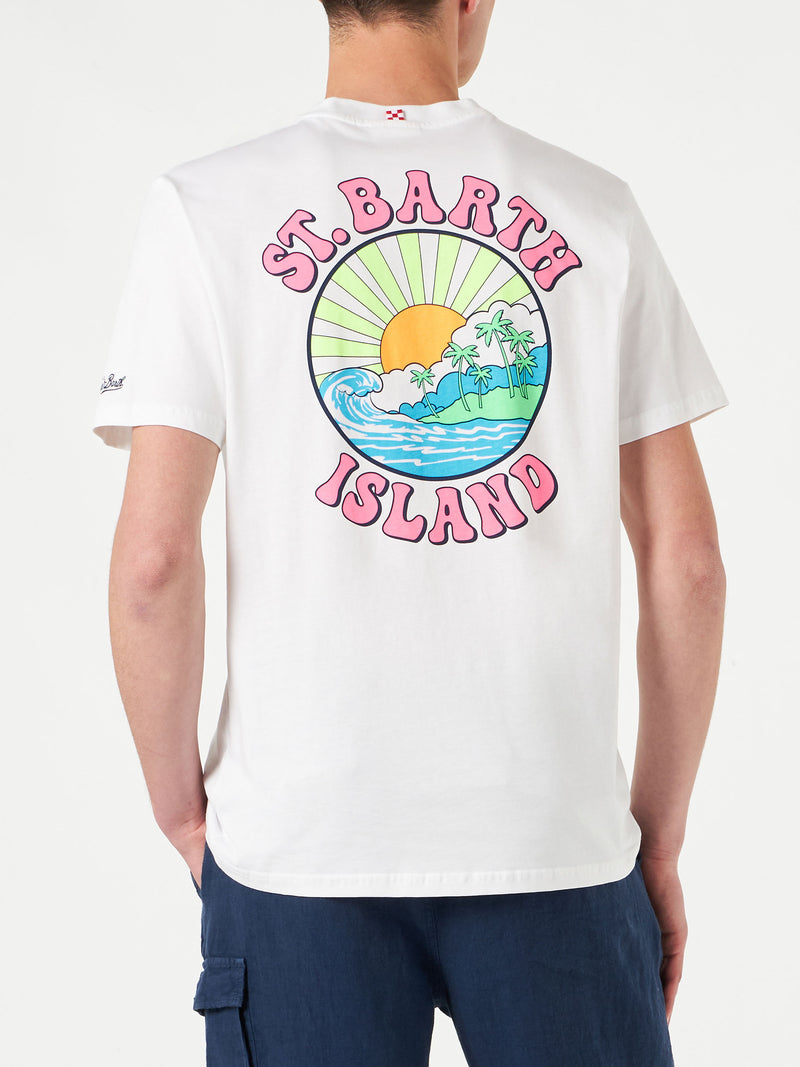 T-shirt da uomo in cotone con stampa St. Barth Island