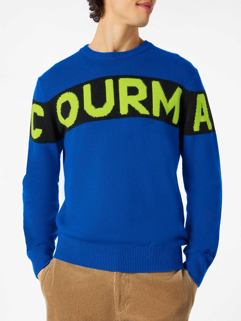 Maglione da uomo blu con scritta Courma