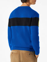 Maglione da uomo blu con scritta Courma