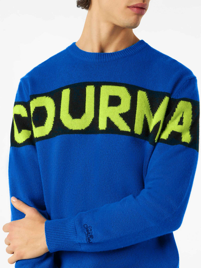 Maglione da uomo blu con scritta Courma