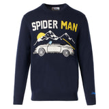 Maglia da uomo blu navy con stampa auto