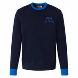 Maglione da uomo blu navy con ricamo Lupo di St. Moritz