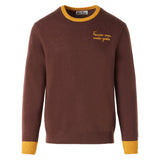 Man brown sweater with Faccio cose, vedo gente embroidery