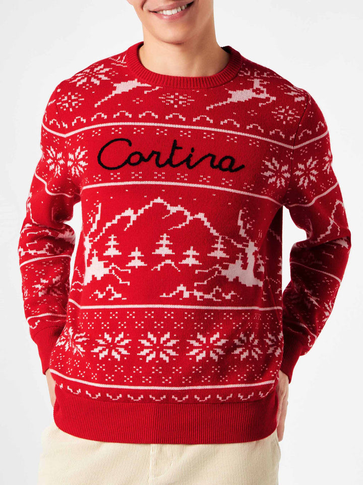 Maglione da uomo stile norvegese con ricamo Cortina