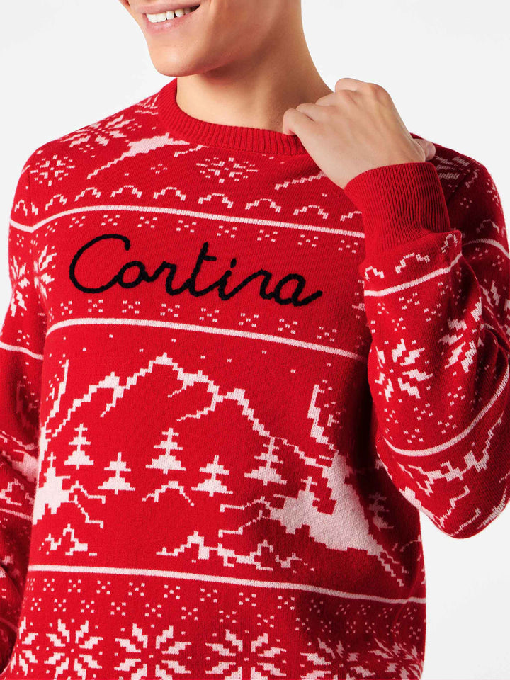 Maglione da uomo stile norvegese con ricamo Cortina
