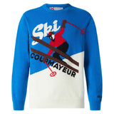 Maglia da uomo bluette e bianca con Courmayeur Postcard