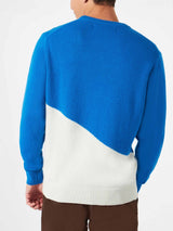 Maglia da uomo bluette e bianca con Courmayeur Postcard