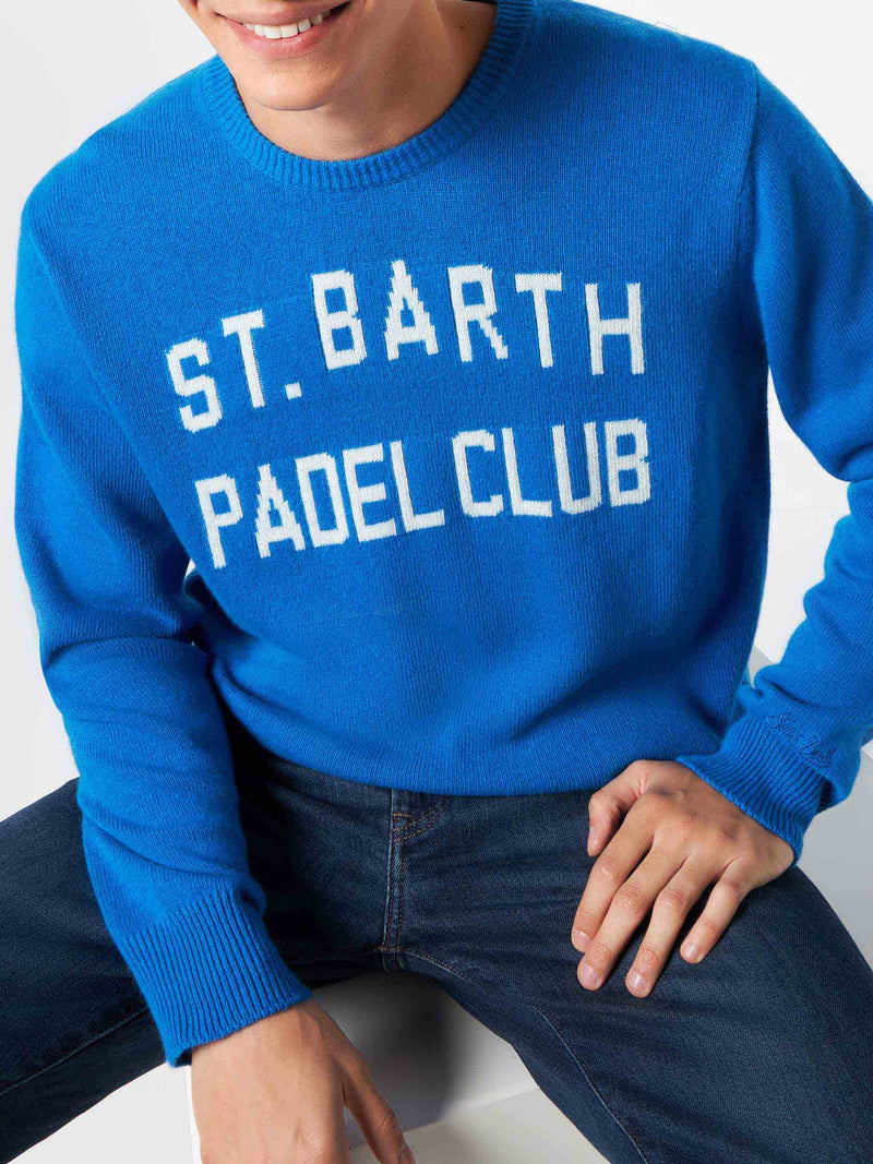 Man sweater with St. Barth Padel Club jacquard print