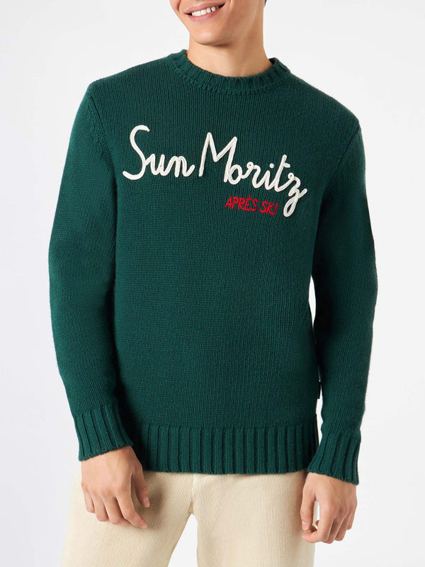 Maglia da uomo in misto cashmere con ricamo Sun Moritz