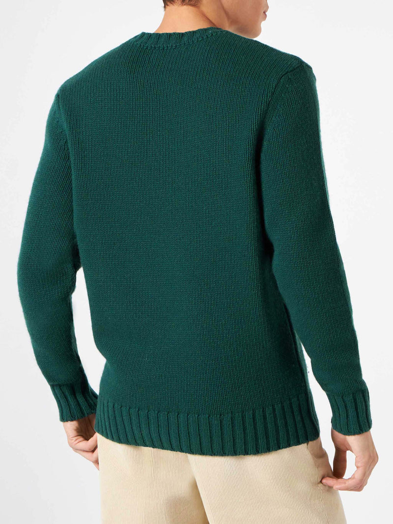 Herrenpullover aus Kaschmirmischung mit Sun Moritz-Stickerei