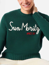 Herrenpullover aus Kaschmirmischung mit Sun Moritz-Stickerei