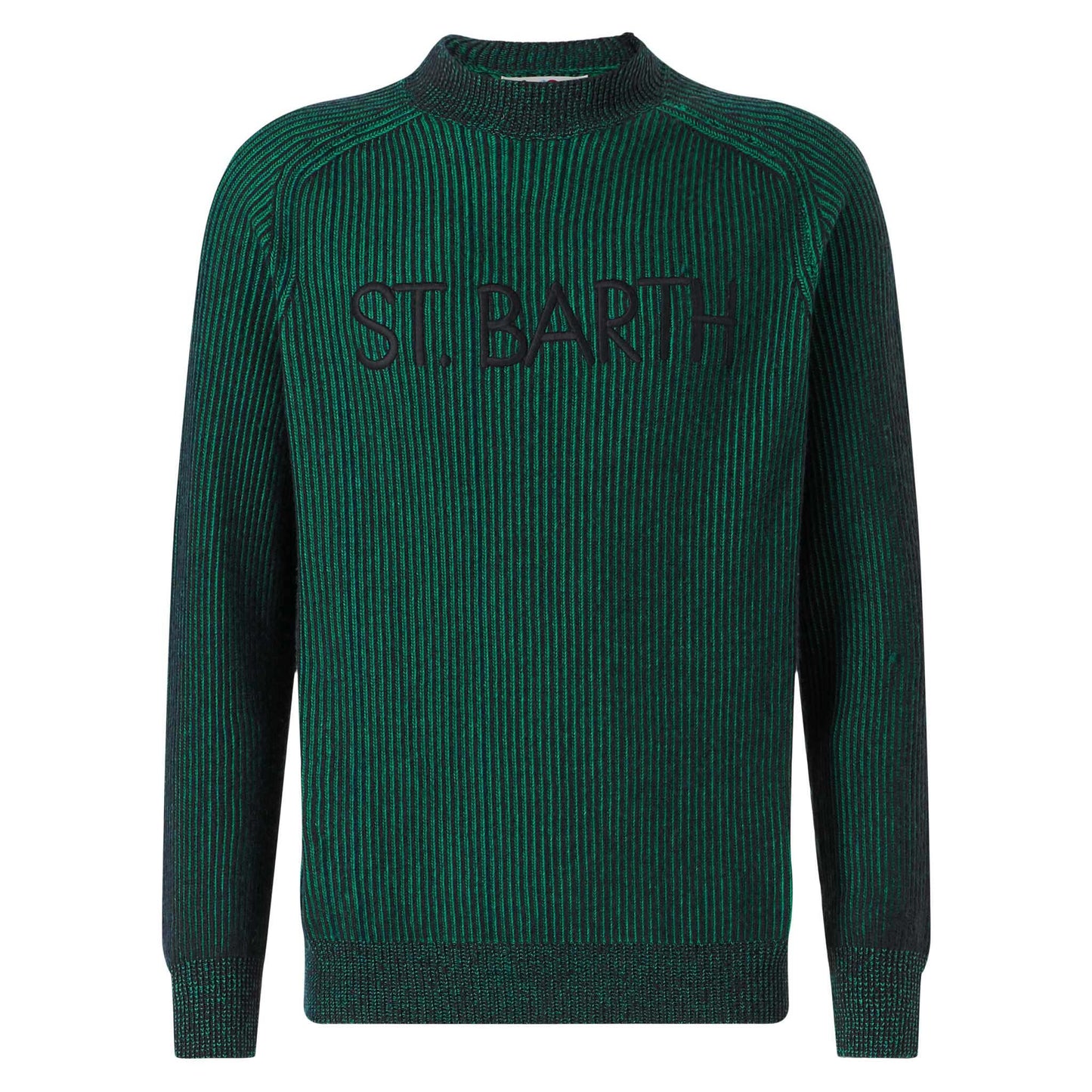 Maglione da uomo a costine mezzo collo verde