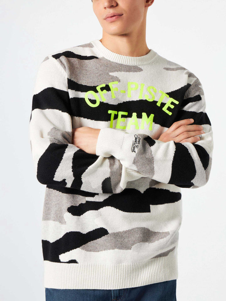 Man sweater with camouflage Off-piste Team jacquard
