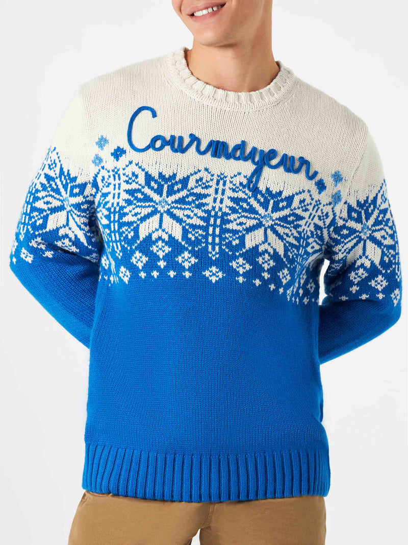 Maglione da uomo girocollo con ricamo Courmayeur