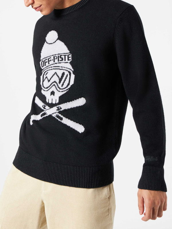 Man black sweater Off piste skull