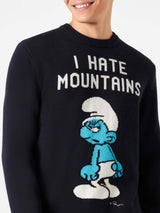 Man blue navy sweater "I hate Mountains Smurf" print | ©PEYO SPECIAL EDITION