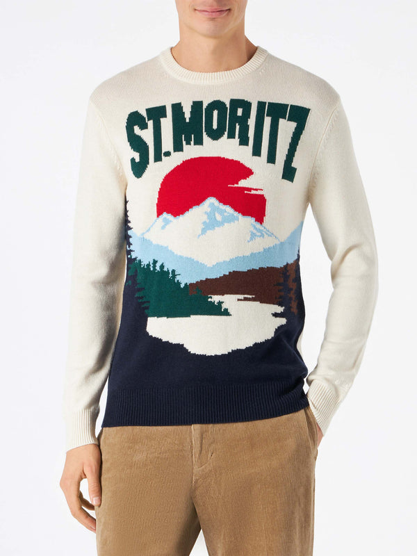 Maglia da uomo con stampa cartoline di St.Moritz