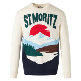 Herrenpullover mit St.Moritz-Postkarten-Jacquard