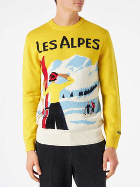 Maglione da uomo con cartolina Les Alpes