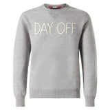 Man crewneck knitted sweater with Day Off embroidery