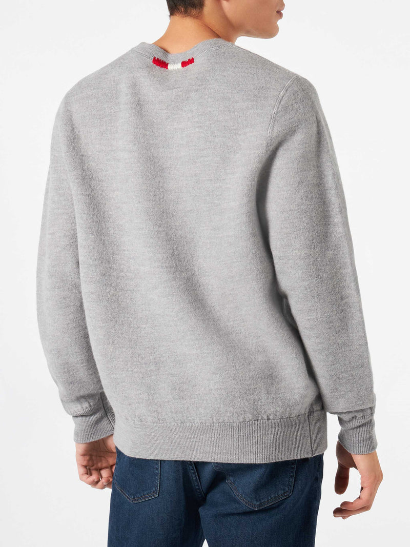 Man crewneck knitted sweater with Day Off embroidery