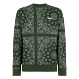 Man crewneck sweatshirt with green bandanna print