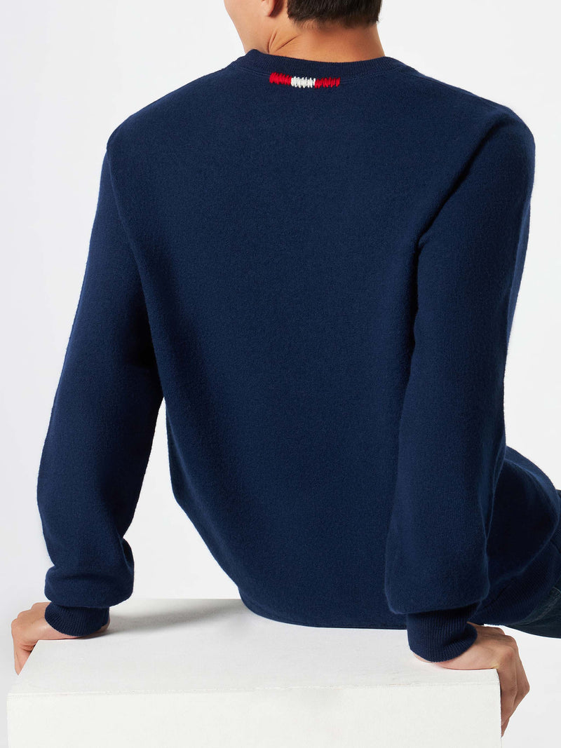 Man crewneck knitted sweater with Day Off embroidery