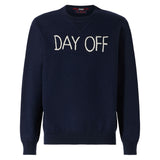 Man crewneck knitted sweater with Day Off embroidery