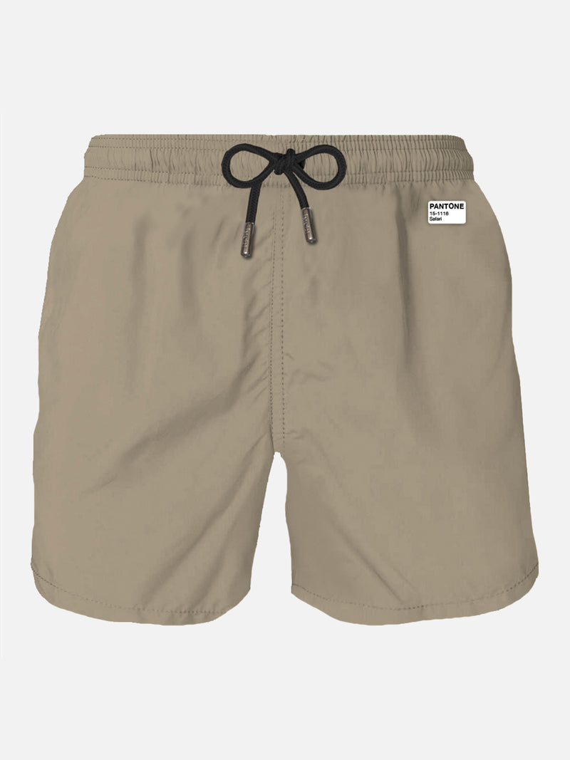 Man beige lightweight swim shorts Lighting Pantone | PANTONE® SPECIAL EDITION