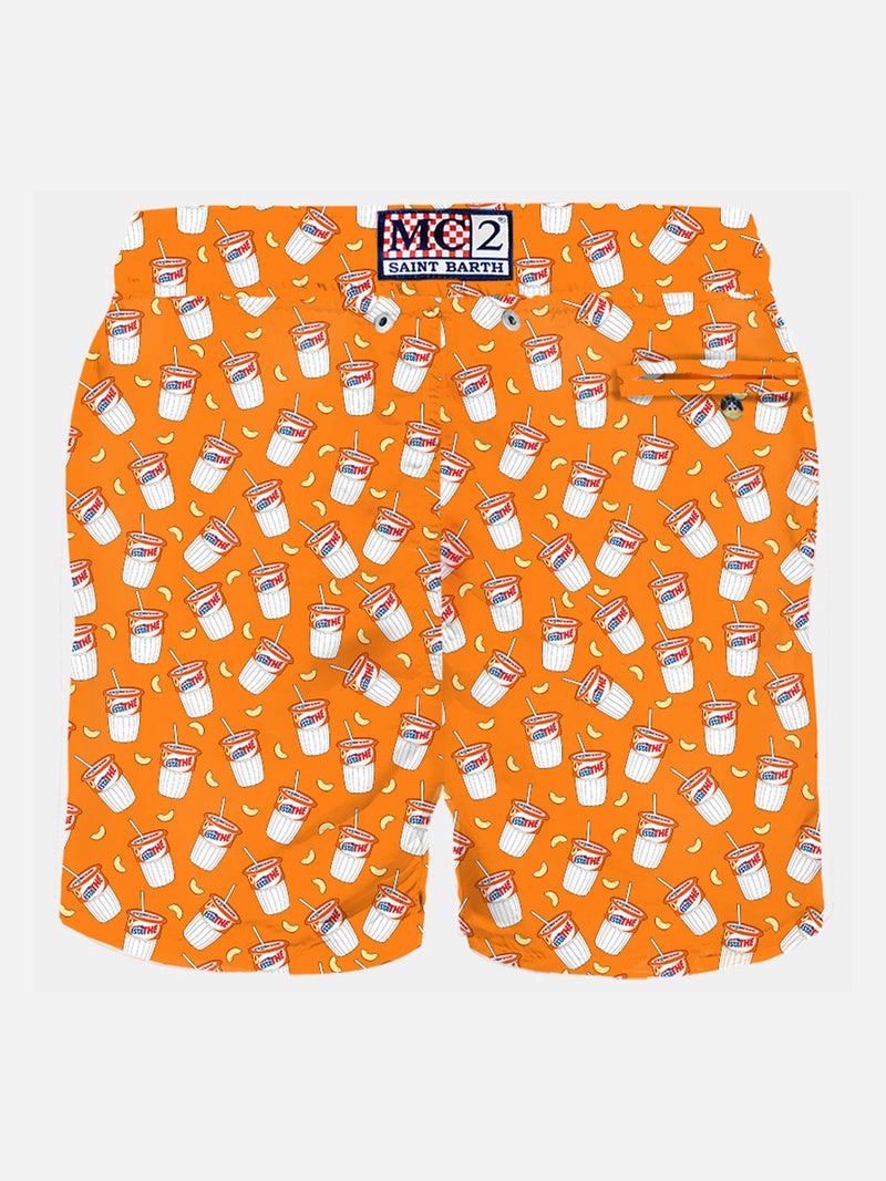 Man light fabric swim shorts with Estathé print | ESTATHé® SPECIAL EDITION