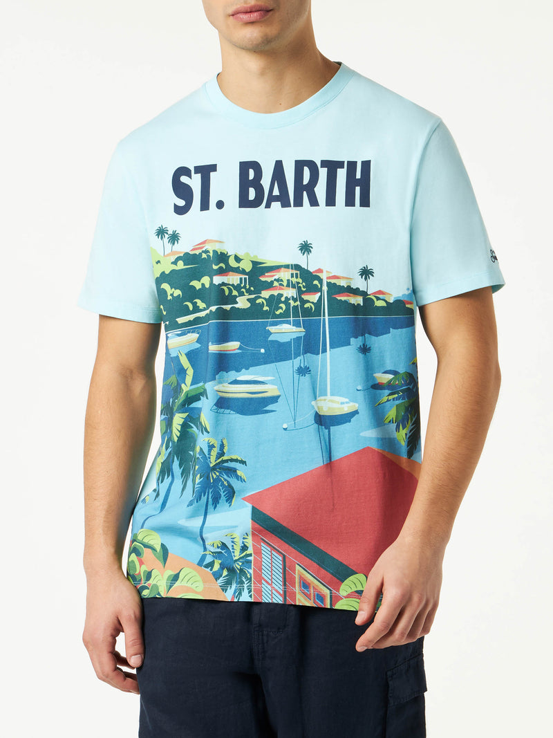 Herren-T-Shirt aus Baumwolle mit Saint-Barth-Postkartendruck