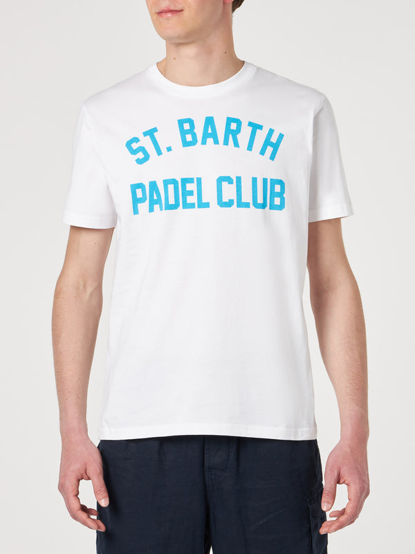 Man white cotton t-shirt with St. Barth Padel Club print