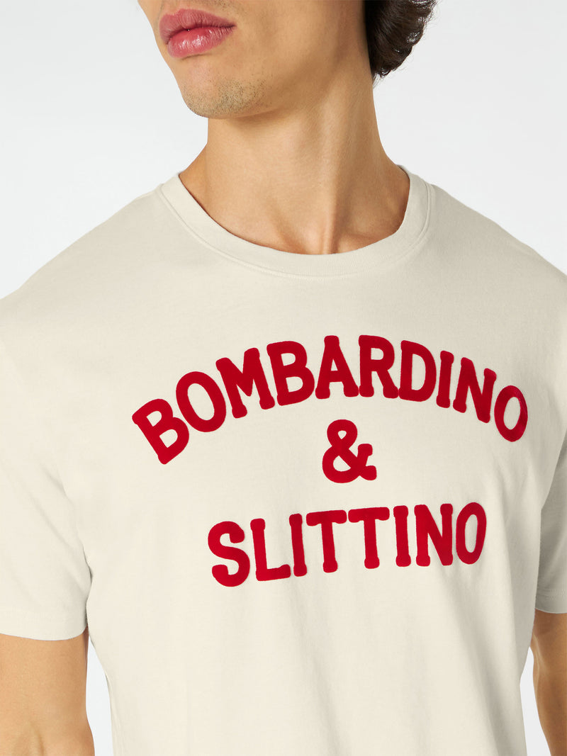 T-shirt bianca Uomo rossa stampa Bombardino &amp; slittino