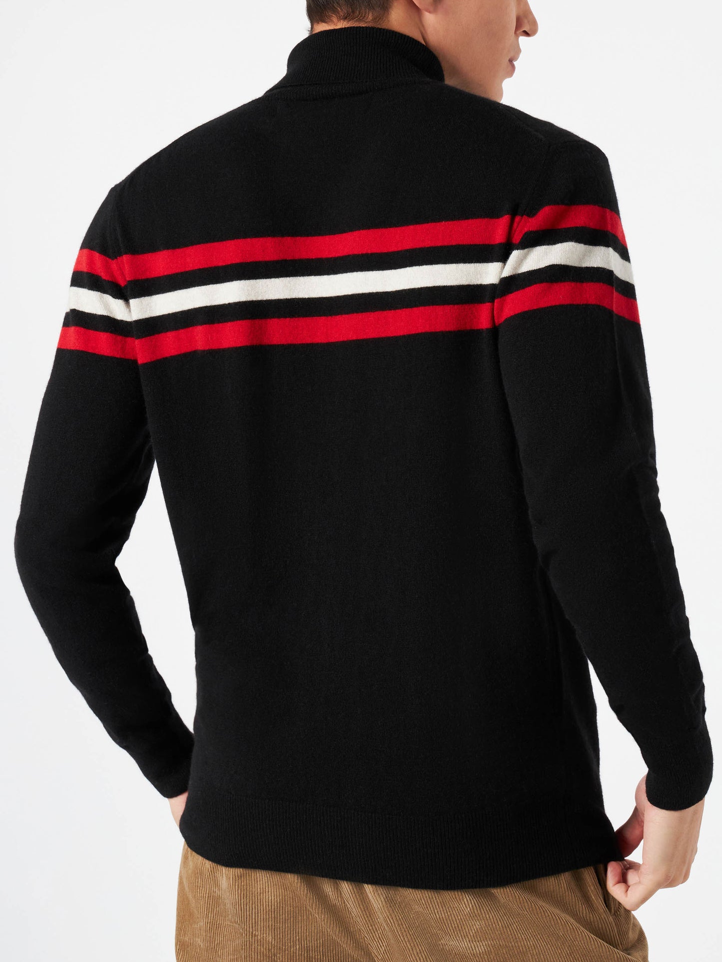 Maglione a dolcevita in misto cashmere con patch
