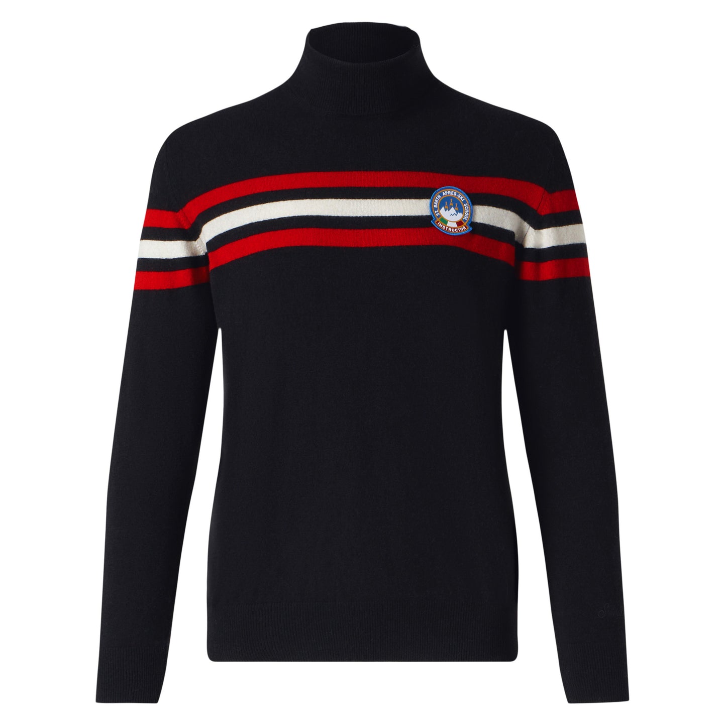 Maglione a dolcevita in misto cashmere con patch