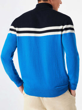 Blended cashmere turtle neck sweater with patch