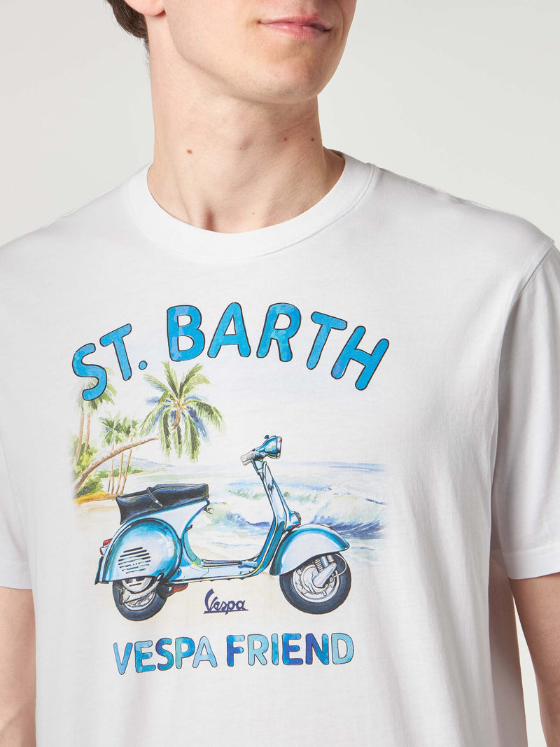 Man cotton t-shirt with St. Barth Vespa Friend print | VESPA® SPECIAL EDITION