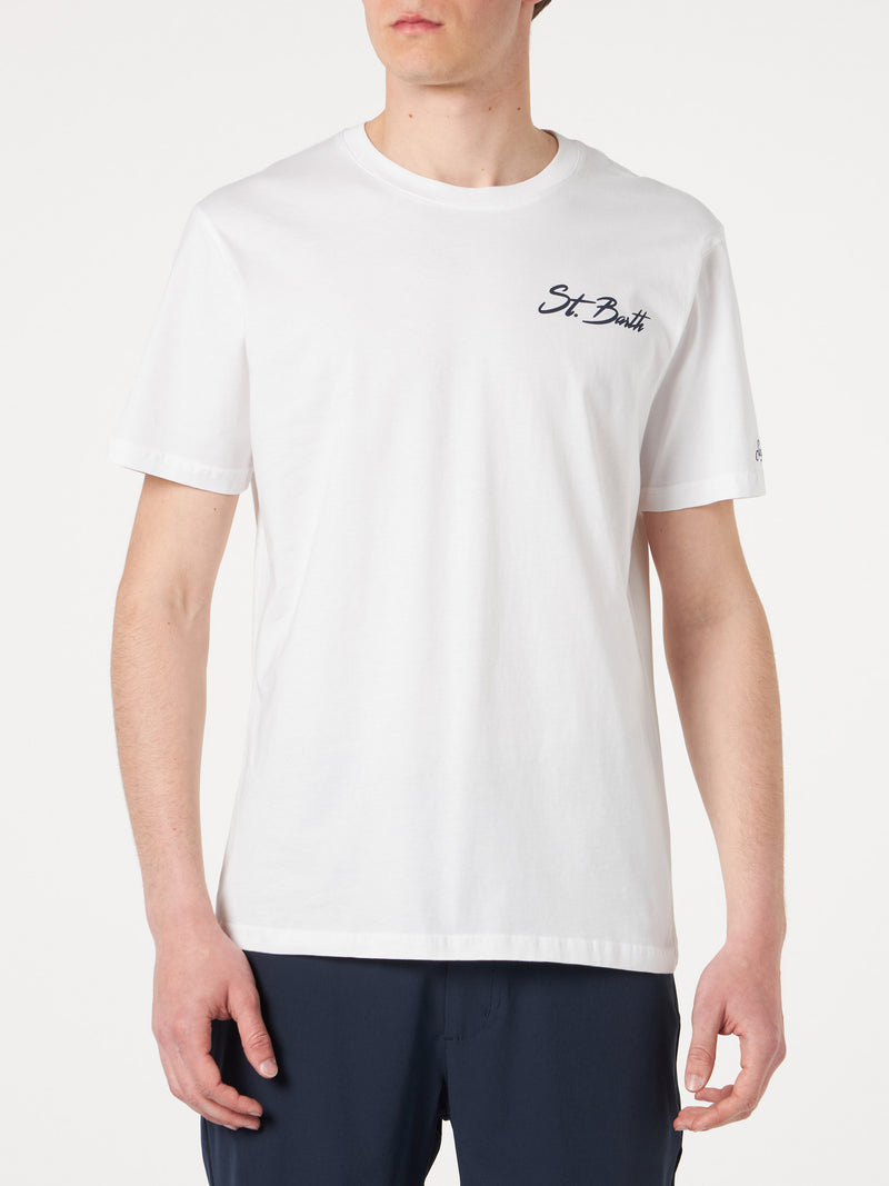 T-shirt da uomo in cotone con stampa St. Barth surf