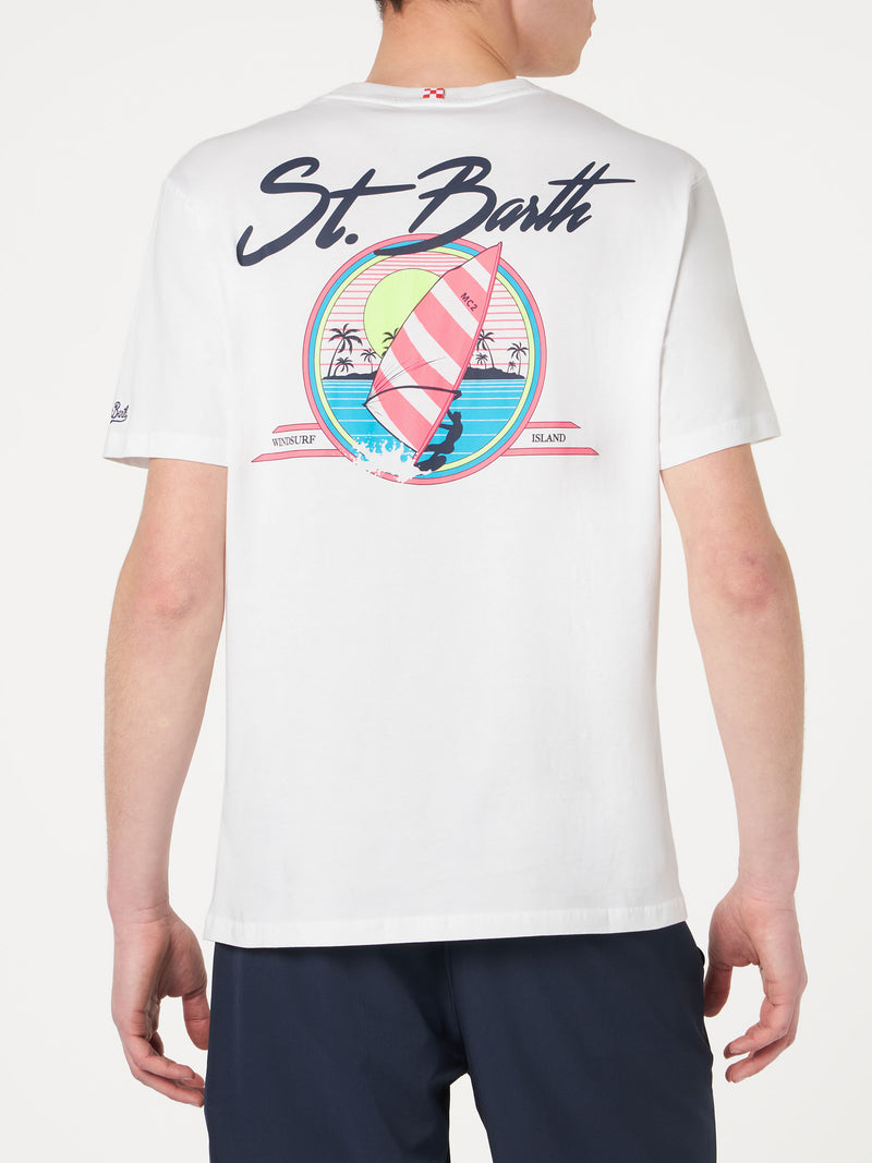 Herren-T-Shirt aus Baumwolle mit St. Barth-Surf-Print